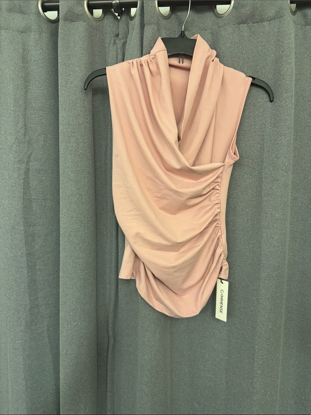 Commense Dusty Blush Draped Sleeveless blouse